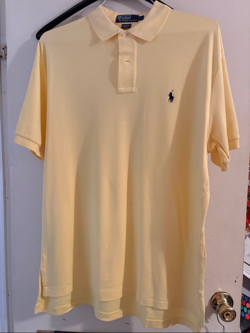Polo by Ralph Lauren Pale Yellow Men's Polo with Navy Pony